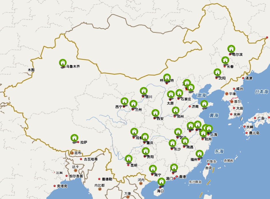 全国专业服务网点分布